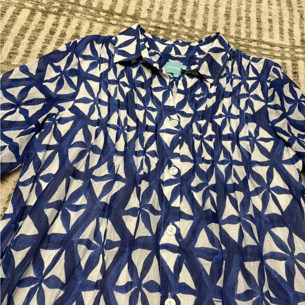 Blue Geometric Patterned Dress - Picture 3 of 6